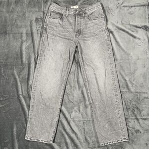 Madewell The Dadjean Jeans Womens 28 Gray Stone Wash High Rise Straight Denim